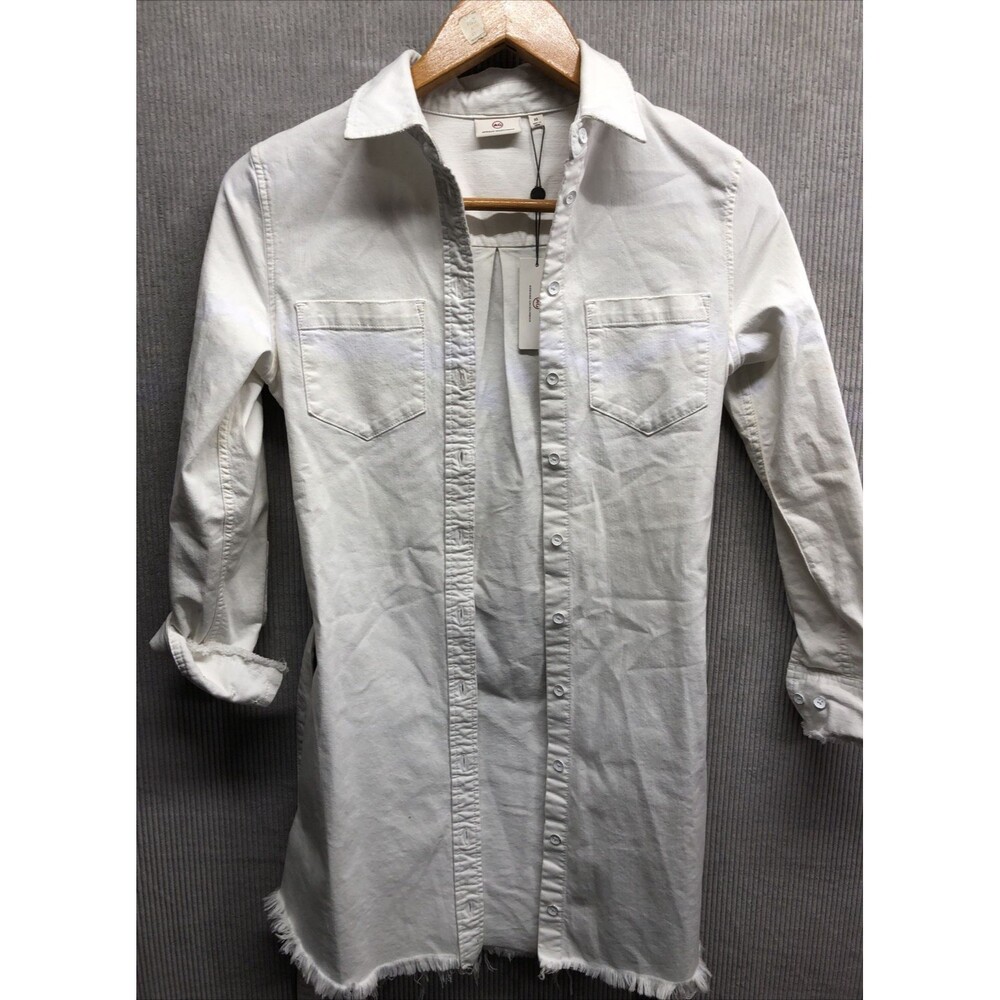 Adriano Goldschmied Denim Shirt Dress Size XS White Belt Button Down NWT